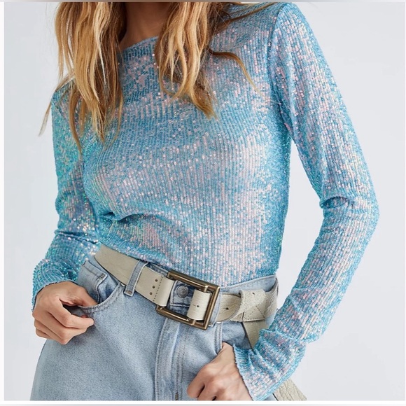 FREE PEOPLE NWOT Gold Rush Long Sleeve top size extra small - Picture 2 of 10